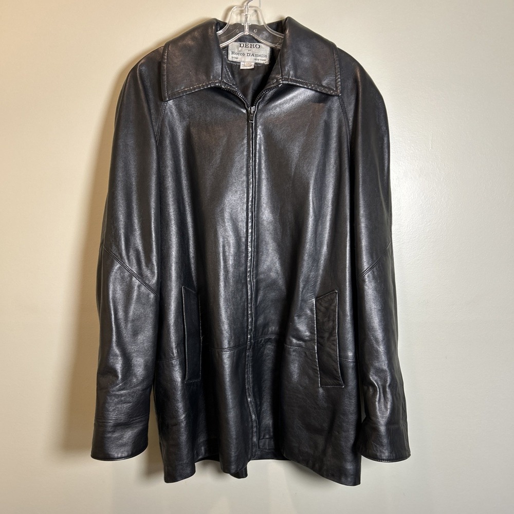Dero By Rocco D'Amelio Leather Jacket Women S Black Outdoor Long Sleeve Collared